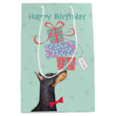 Birthday Cadeaus Doberman Medium Gift Bag Medium Cadeauzakje (Voorkant)