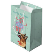 Birthday Cadeaus German Shepherd Medium Gift Bag Medium Cadeauzakje (Achterkant Gekanteld)