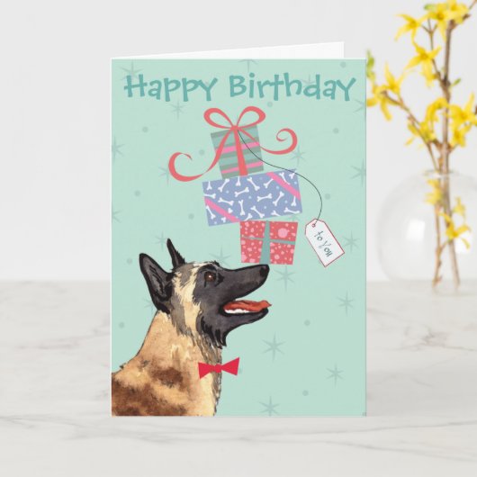 Birthday Cadeaus Malinois Kaart (Gele Bloem)