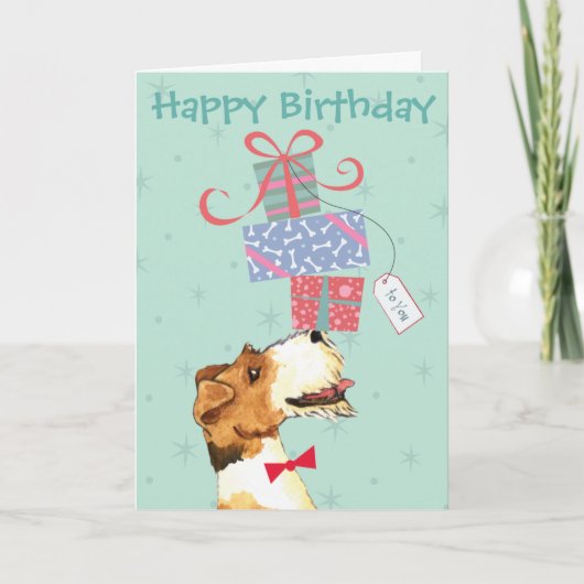 Birthday Cadeaus Wire Fox Terrier Kaart (Voorkant)