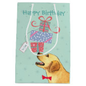 Birthday Cadeaus Yellow Lab Medium Cadeauzakje (Achterkant)