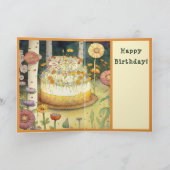 Birthday cake bloemen en kaars kaart (Binnen)