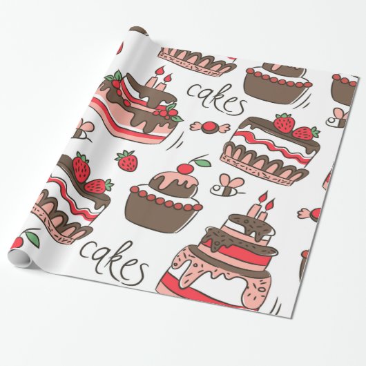 Birthday Cake Cadeaupapier (Uitgerold)