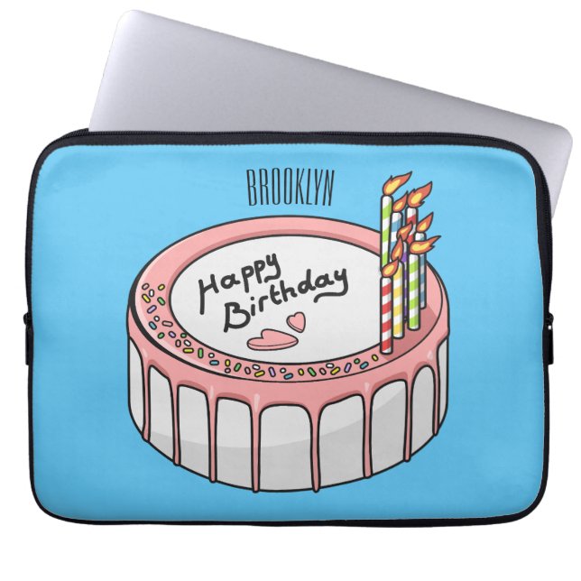 Birthday cake cartoon illustratie laptop sleeve (Voorkant)