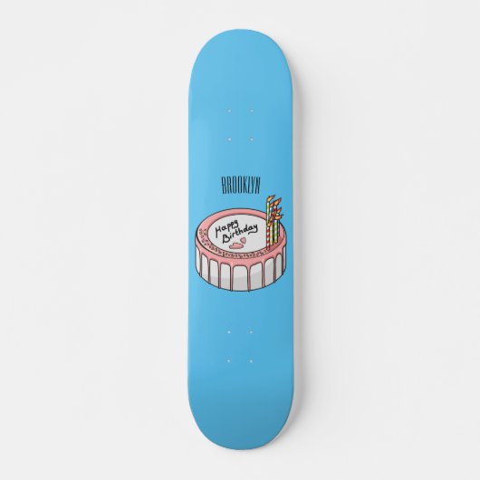 Birthday cake cartoon illustratie skateboard (Voorkant)