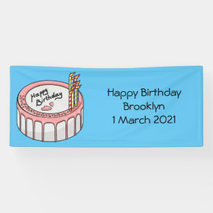 Birthday cake cartoon illustratie spandoek