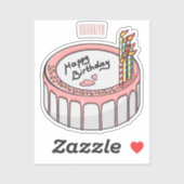 Birthday cake cartoon illustratie sticker (Vel)