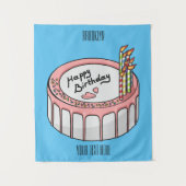 Birthday cake cartoon illustratie wandkleed (Voorkant)