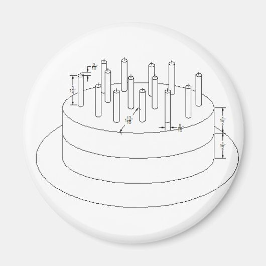 Birthday Cake - Drafted Architecture Style Magneet (Voorkant)