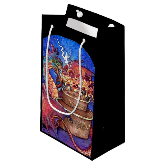 Birthday Cake Dragon Klein Cadeauzakje (Voorkant Gekanteld)