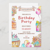 Birthday Cake Kids Party Invitation (Devant / Derrière)