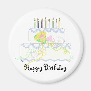 Birthday Cake met kaarsen Magneet