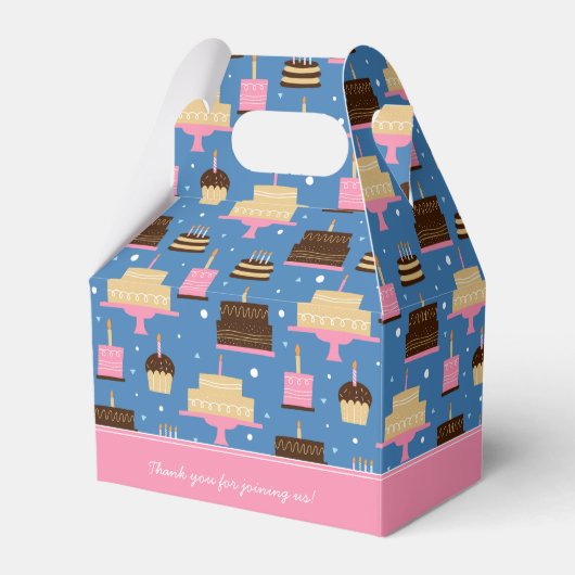 Birthday Cake Pattern Custom Name + Greeting Bedankdoosjes (Voorkant Zijde)