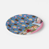 Birthday Cake Pattern Custom Name + Greeting Photo Papieren Bordje (Gekanteld)