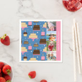 Birthday Cake Pattern Custom Name + Greeting Photo Servet (Insitu)