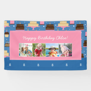 Birthday Cake Pattern Custom Name + Greeting Photo Spandoek