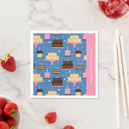 Birthday Cake Pattern Custom Name + Greeting Servet (Insitu)