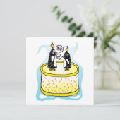 Birthday Cake Penguin Invitations Kaart (Staand voorkant)