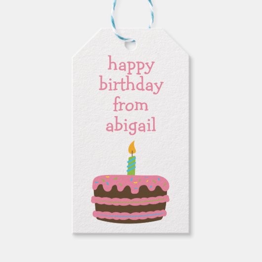 Birthday Cake Personalized Gift Labels Cadeaulabel (Voorkant)