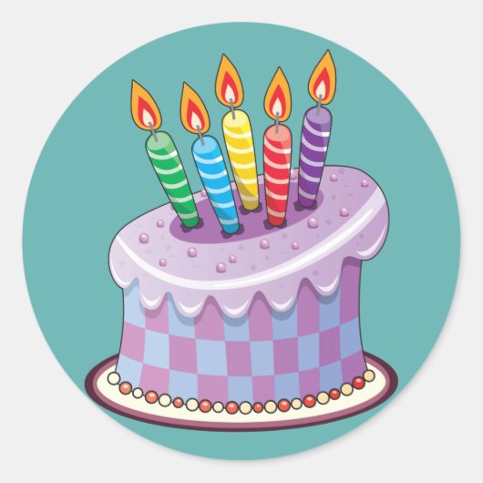 Birthday Cake Ronde Sticker (Voorkant)