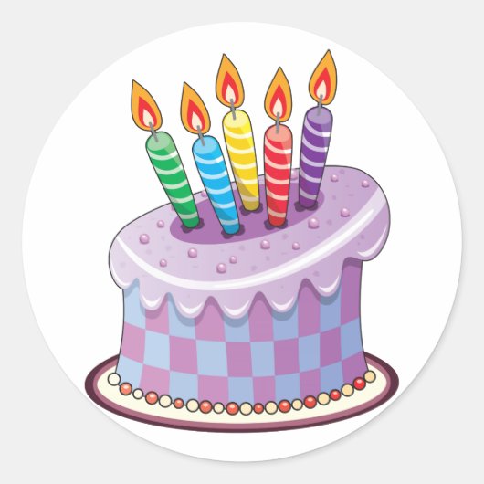 Birthday Cake Ronde Sticker (Voorkant)