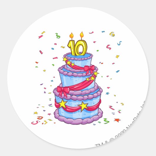 Birthday Cake Ronde Sticker (Voorkant)