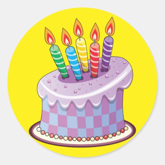 Birthday Cake Ronde Sticker (Voorkant)