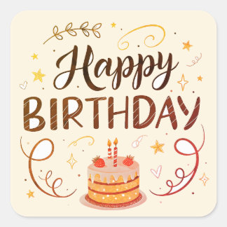 Birthday cake stickers or envelope seals