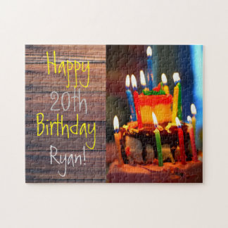 Birthday Cake with Candles Jigzaag Puzzle Legpuzzel