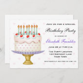 Birthday Cake with Hearts and Candles Kaart (Voorkant / Achterkant)