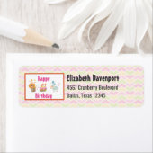 Birthday Cake with Party Lion and Balloon Sheep Etiket (Insitu)