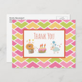 Birthday Cake with Party Lion and Sheep Dank je we Briefkaart (Voorkant / Achterkant)