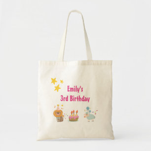 Birthday Cake with Party Lion Happy Birthday Tote Bag