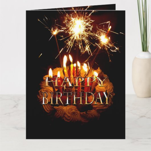 Birthday Cake with Sparklers, Kaart (Voorkant)