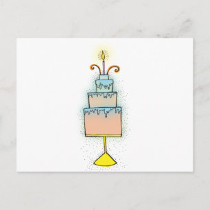 BIRTHDAY cake with twirly curly candles Briefkaart
