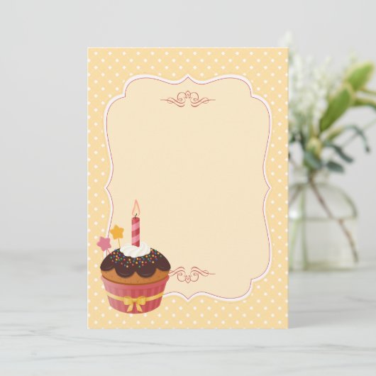 Birthday Candle Cupcake Blank Kaart (Staand voorkant)