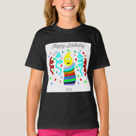 Birthday Candle Greetings Girls Black T Shirt