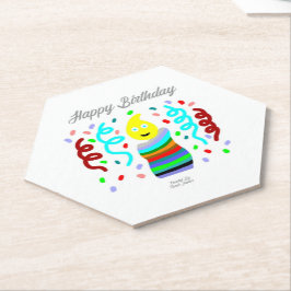 Birthday Candle Greetings Hexagon Paper Coaster Kartonnen Onderzetters