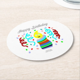 Birthday Candle Greetings Round Paper Coaster Ronde Kartonnen Onderzetter