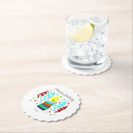 Birthday Candle Greetings Round Scalloped Coaster Kartonnen Onderzetters