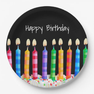 Birthday Candles op Black Papieren Bordje
