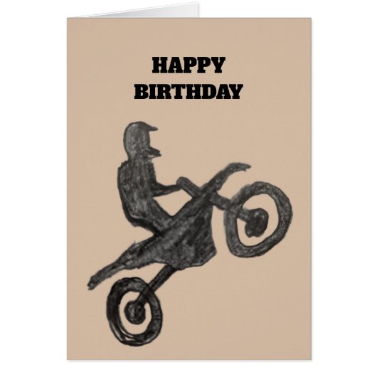 Birthday Card for boy with motocross sketch (Devant)