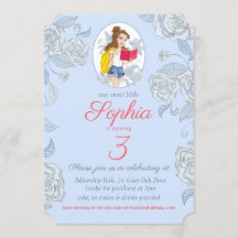 Birthday Card Invite, Prinses Belle Blue Rozen