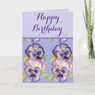 Birthday Card Pansy Paars Lavender Floral Kaart