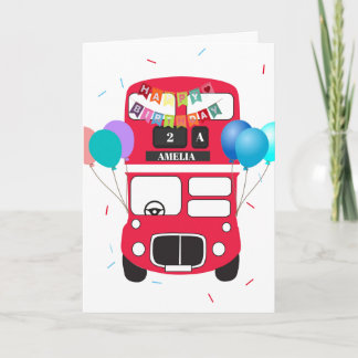 Birthday Card - Personalized Big Red Bus No Driver Kaart