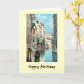 Birthday Card - Venice, Italië Kaart (Gele Bloem)