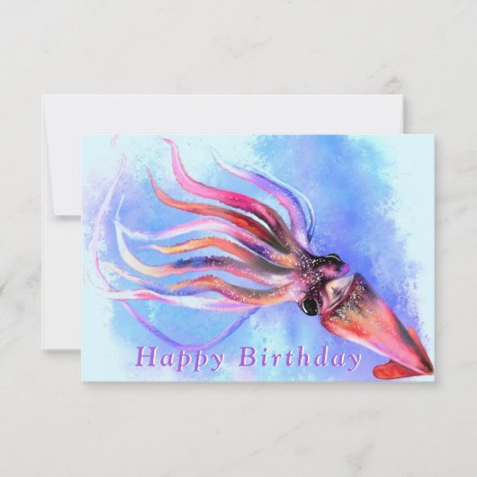 Birthday Card with Beautiful Color Squid Kaart (Voorkant)