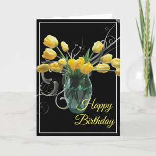 Birthday Card-Yellow Tulips Card Kaart