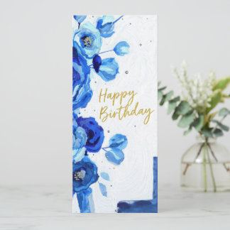 birthday cards blue modern floral watercolor