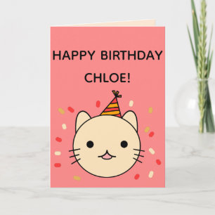 Birthday Cat Beige Cat Happy Birthday gevouwen Kaart